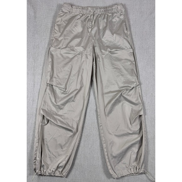 Zara Pants - Zara Woman Shiny Satin Cargo Jogger Pants Gray/Silver Large 4-Pocket Utility